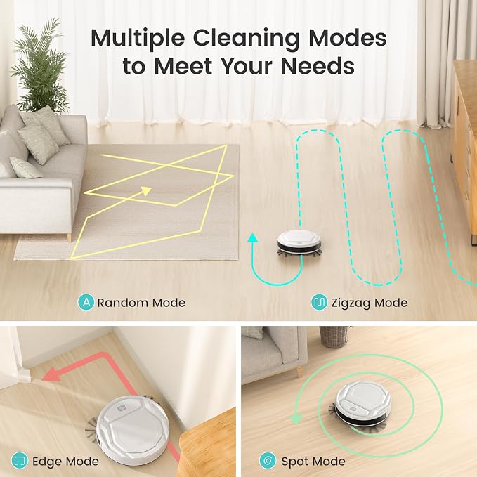 Lefant M210 Pro Robot Vacuum with 2200 Pa Powerful Suction, 6 Cleaning Modes, 120 Mins Runtime, Quiet, Self-Charging, Voice Control, Ideal for Pet Hair and Hard Floor, White