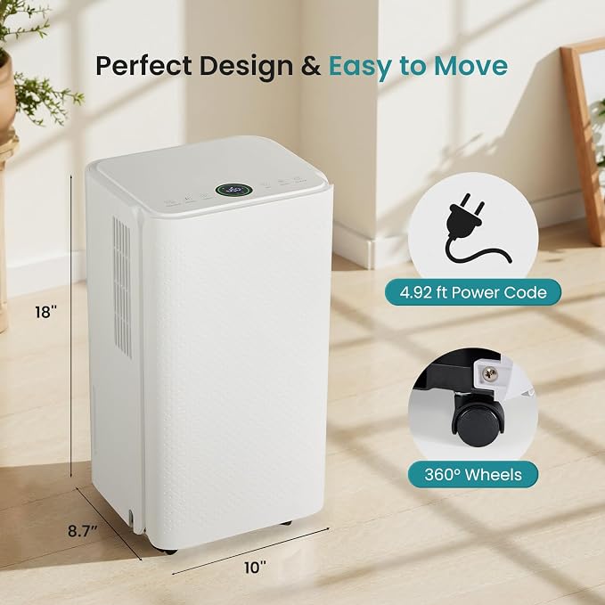 DUMOS 30Pints Dehumidifier with Drain Hose, Most Efficient Energy Star, 2,000 Sq.Ft Dehumidifier for Basement, 0.53 Gallon Tank, Low 38dB, Smart Humidity Ring, Ideal Humidity Remover for Home, Bedroom