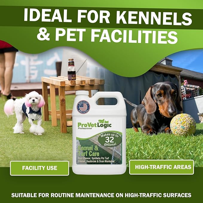 ProVetLogic Kennel & Turf Care- Floor Cleaner, Synthetic Pet Turf Cleaner, Deodorizer & Drain Maintainer (Concentrated)- 1/2 Gallon