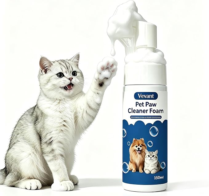 Paw Cleaner for Dogs & Cats, No-Rinse Foaming Pet Foot Washer with Built-in Scrubber Brush for Dirty, Muddy Paws, Natural and Gentle Ingredients, Pet paw Cleaning and Care (5 fl oz)