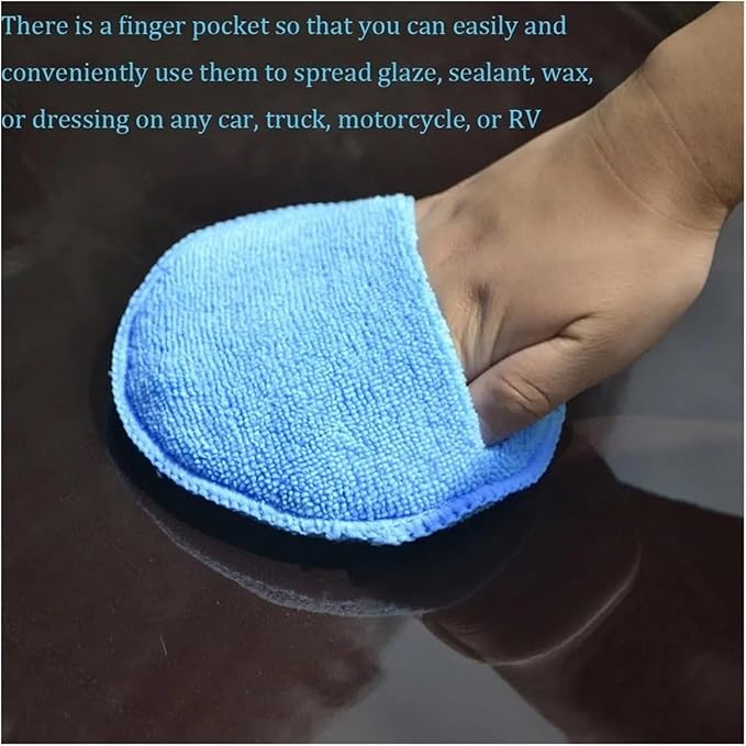 Compatible for 5Pcs Car Detailing Applicator Pads Care Foam Sponges Cleaning Tools Waxing Polish Soft Microfiber Round Pocket(Grey)