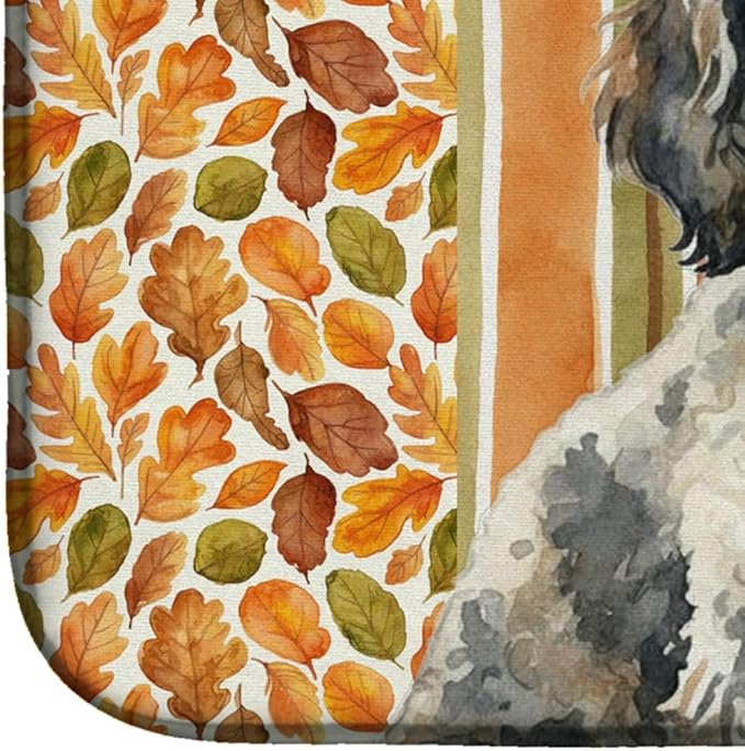 Caroline's Treasures Toy Parti Poodle Heirloom Fall Dish Drying Mat Absorbent Dish Drying Mat Pad for Kitchen Counter Dish Drainer Mat for Countertop, 14 x 21", Multicolor