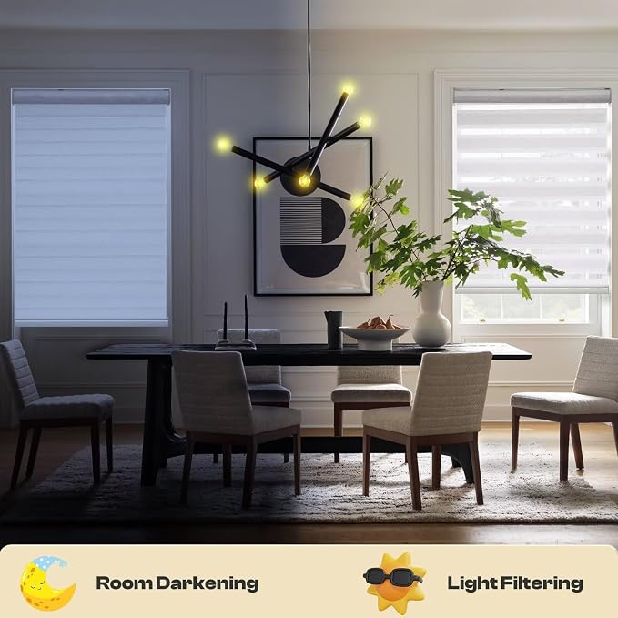 MYshade Roller Shades Zebra Blinds for Indoor Windows Cordless Day and Night Light Filtering Dual Layer Roller Window Blinds & Shades, Easy to Install, Size 52" W x 72" H, Linen Style
