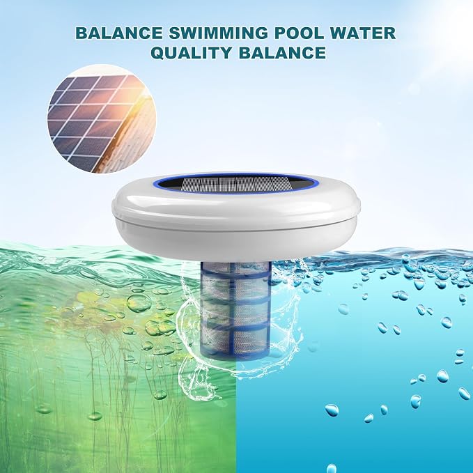 Solar Pool Ionizer - Pool Ionizer for Above Ground & Inground Pools Floating Copper Ionizer Durable Copper Anode Clear Water with Minimal Effort