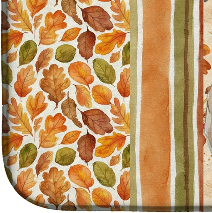 Caroline's Treasures Isabella Dogue de Bordeaux Heirloom Fall Dish Drying Mat Absorbent Dish Drying Mat Pad for Kitchen Counter Dish Drainer Mat for Countertop, 14 x 21", Multicolor