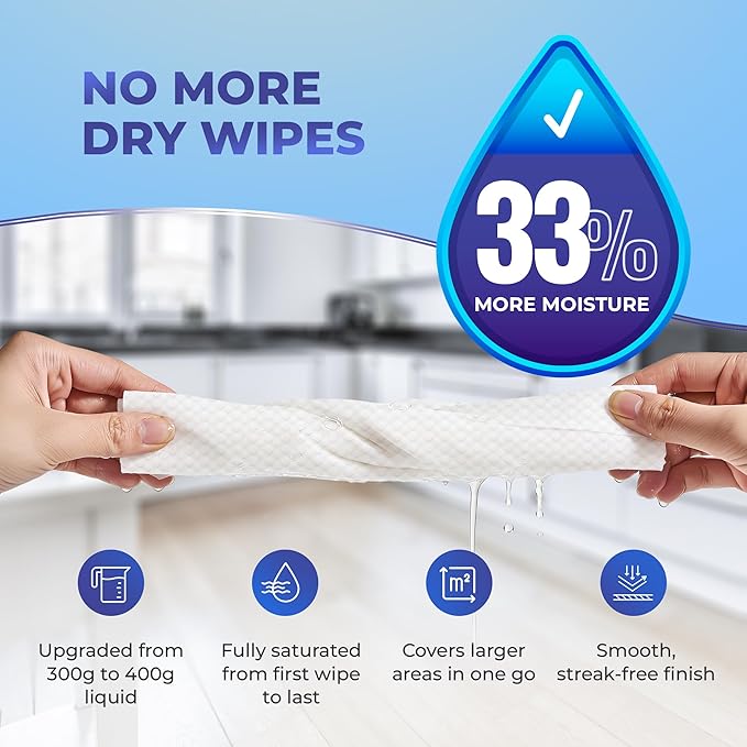 Baking Soda Cleaning Wipes - Wet Floor Mopping Replacement Pad Refills Compatible with Swiffer Sweeper Mop - Larger & Thicker Disposable Cloths for Multi-Surfaces - 30 Count (Pack of 4)