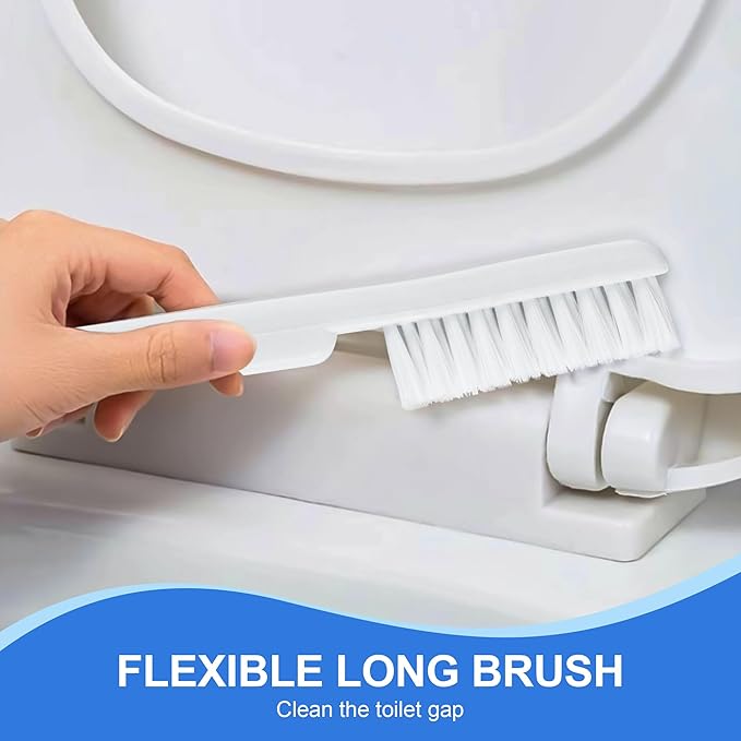 Silkyhose Toilet Brush and Plunger, 3 in 1 Toilet Bowl Brush and Holder with Crevice Cleaning Brush Wall Mounted Household Bathroom Cleaning Tools Combo Set(White-Gray)