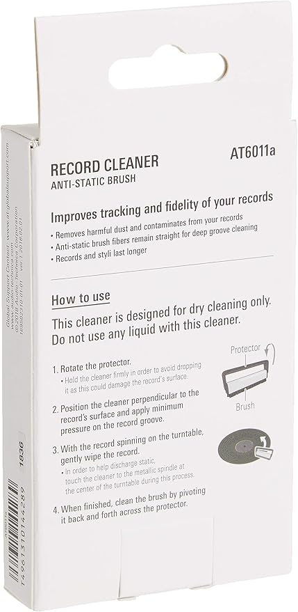 Audio-Technica AT6011a Anti-Static Record Brush & AT607a Cartridge Stylus Cleaner, Brown, 0.33 Fl Oz (Pack of 1)