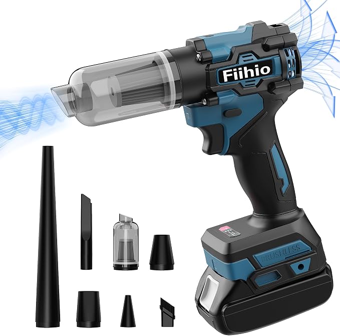 Cordless Leaf Blower Compatible with Makita 18V Battery, 100,000 RPM High Speed Air Blower, 9,000 Pa Suction Portable Vacuum Duster for Car, Home,Office (No Battery)