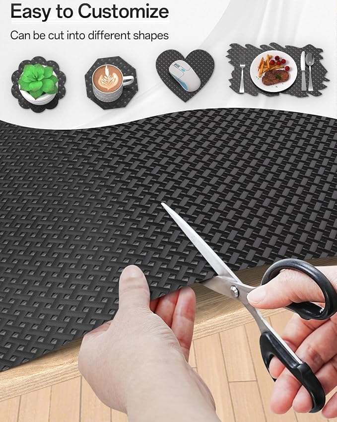 Shelf and Drawer Liner for Kitchen Cabinet, Non-Adhesive 12in x 360in Waterproof Contact Paper Refrigerator Liners Thickened Durable EVA Material Non Slip Mat for Dresser Cupboard Pantry Protector