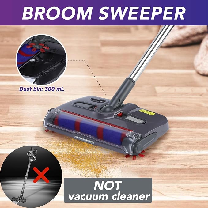 Swivel Cordless Sweeper,Floor Cordless Sweeper, Cordless Electric Sweeper Rechargeable Cordless Sweeper, 360 Direction, Hard Floor Sweeper Roller Sweeper for Home Crumbs,Kitchen, pet Hair,