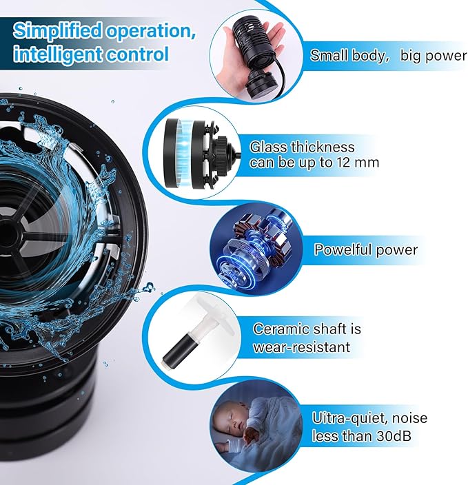 hygger Effortless Wave Maker For Aquarium,25W 3170GPH Ultra-quiet Submersible Power Head with Magnetic Base And LED Controller-Circulation water Pump For 15-80Gallon Freshwater Coral Reef Tank