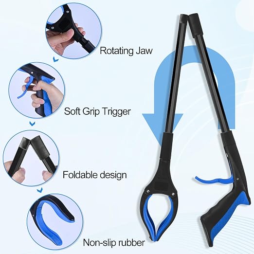 6 Pack 32 Inch Commercial Trash Grabber for Elderly Assist, Heavy Duty Lightweight Reacher with Ergonomic Handle & Non-Slip Grip, Multi-Use Outdoor Home Garden Cleanup Mobility Aid Tool