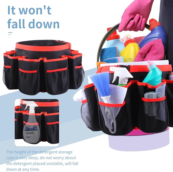 Bucket Cleaning Tool Organizer,Wash Tool Caddy 5-Gallon Organizer,5 Gallon Bucket Holder Cleaning Supplies for Housekeeping
