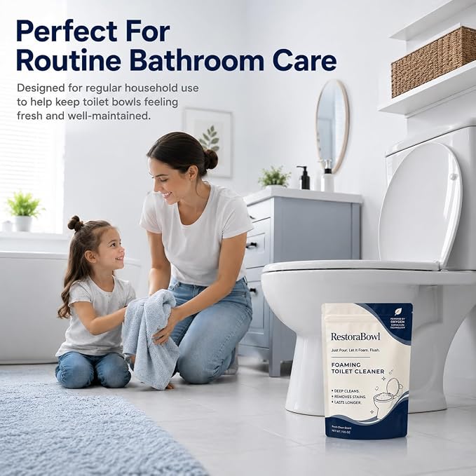 Restorabowl Toilet Cleaner, Professional Foaming Toilet Bowl Cleaner, Just Pour. Let It Foam. Flush. Deep-Cleans Below the Surface, Safe for Porcelain& Septic Systems (1pcs)