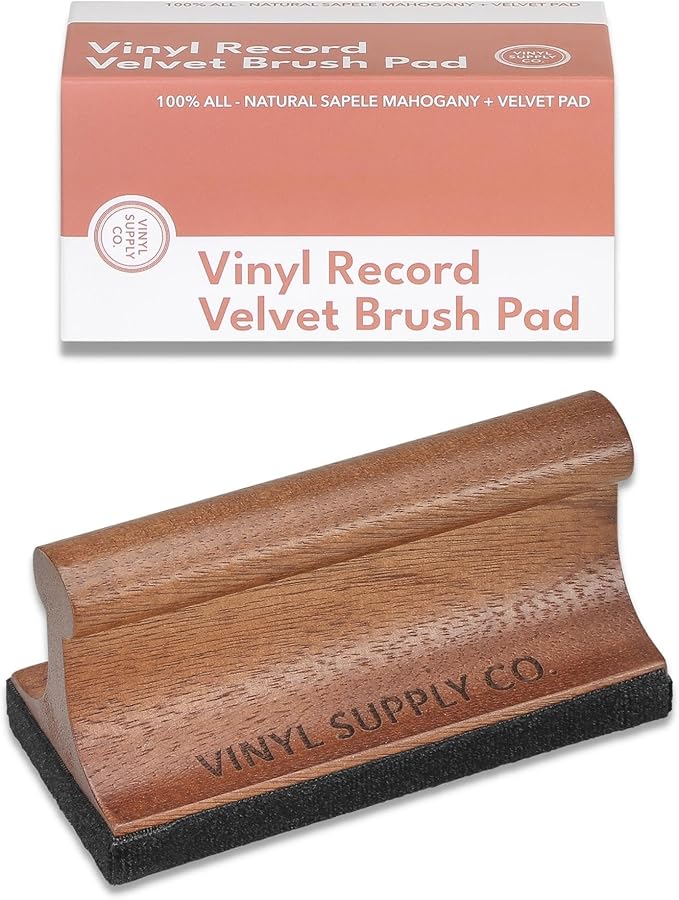 Velvet Brush Pad by Vinyl Supply Co. - 100% All-Natural Wood Vinyl Care Kit - Goat Hair Vinyl Record Brush, Velvet Brush Pad, & Stylus Brush Cleaner (Velvet Brush Pad)
