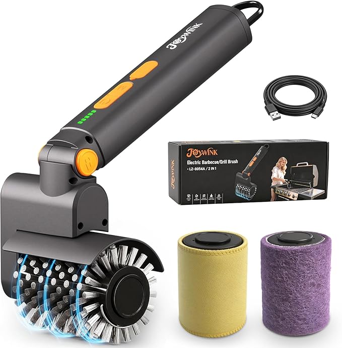 Upgraded Electric Grill Brush - Extreme 50kg Torque Power Grill Brush, 7.4V Motor, Safe for All Grills, SUS304 Anti-Shedding Bristle, with Heat Resistant Mat & Polishing Pad