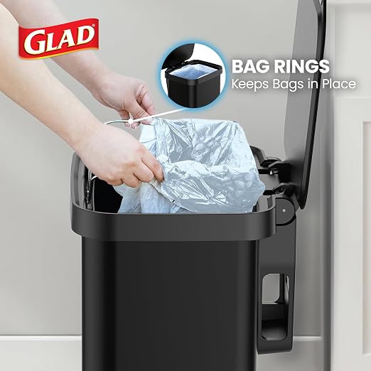 Glad 13 Gallon All Stainless Steel Trash Can with Clorox Odor Protection