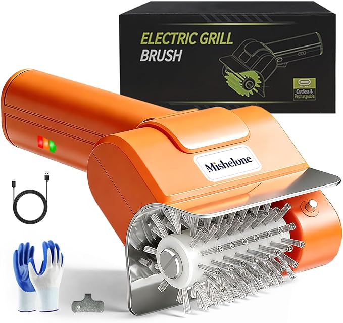 Electric Grill Brush - Cordless Rechargeable Automatic Electric Grill Cleaner with Stainless Steel Bristles & Electric BBQ Grill Brush for Outdoor Grills