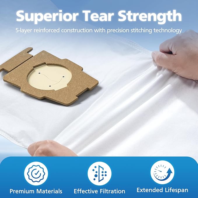 15 + 5 Pack Compatible with Vacuums 204811 Filter Plus Bags Universal Cloth Bags and Belts 301291 for F-Style and Twist-Style, and All Models Generation 4 - Sentria II 204814