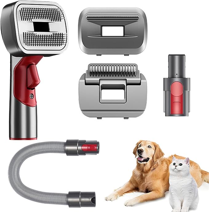 Pet Dog Grooming Attachment Kit for Dyson V15, V11, V10, V8, 5 Pack | 3-in-1 Deshedding Brush Attachment, Effective Grooming & Cleaning – Hair Grooming Tools for Dog and Cat