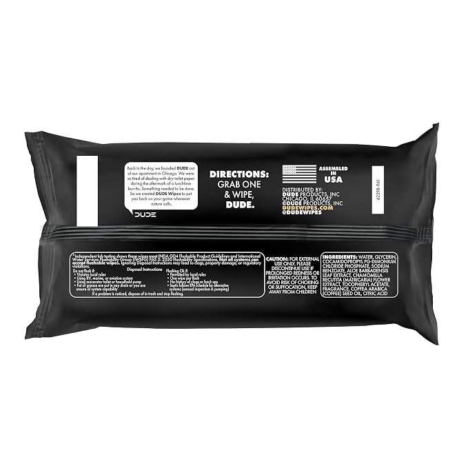 DUDE Wipes Morning Grind Flushable Wipes - Coffee Scented Extra-Large Adult Wet Wipes - 3 Pack (144 Count) - Infused with Coffee Oil, Vitamin E, and Aloe - Septic and Sewer Safe