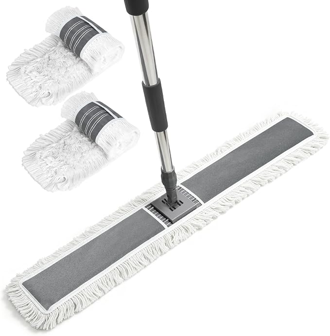 Masthome Commercial Dust Mop, 39" Microfiber Floor Mop with 64" Adjustable Handle, Total 2 Reusable Pads, 360° Swivel Wet Dry Mops for Hardwood Tile Marble Laminate Home Hotel Office Warehouse
