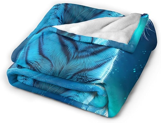 Tijuboni White Tiger Throw Blanket Tiger Gifts for Girls Boys Women Men Kids Adults Soft Flannel Fleece Blanket for Couch Sofa Bed Home Decor 50"x60"