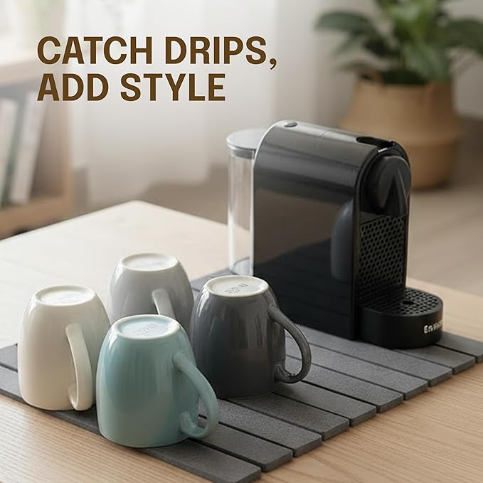 Stone Drying Mat for Kitchen Counter, 24"x16" Foldable Fast-Drying Diatomaceous Earth Mat, Versatile Collapsible Dish Drying Mat for Dishes, Cups & Bottles new title