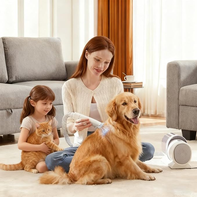 Simple Deluxe Pet Vacuum for Shedding Grooming Kit with Hair Clippers &Shedding Brush, 10000Pa Strong Pet Vacuum Grooming Kit for Dogs & Cats with 2.5L Dust Cup, Low Noise, 3 Levels, 5 Grooming Tools