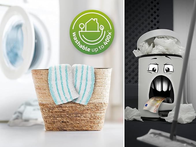 Leifheit Floor Cleaning Profi XL Mop and Bucket Set – 42 cm Microfibre Mop for Large Floors with 360° Joint, Foot-Pedal Wringing System, Heavy Duty 8 L Bucket, Easy Moist or Wet Cleaning, Turquoise