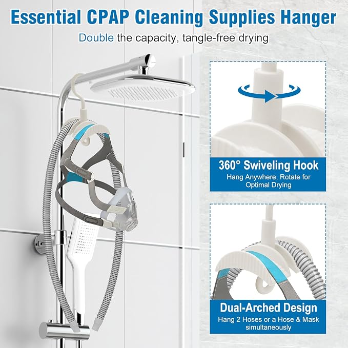 CPAP Cleaning Kit for Hose & Mask, with Collapsible Wash Basin & Hose Hanger, 7ft Cleaning Brush, CPAP Cleaning Supplies with Storage Bag, for 22mm & 15mm Tube