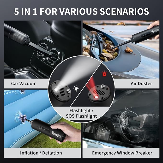 Handheld Cordless Car Vacuum, 5 in 1 Portable Mini Cordless Vacuum Cleaner 20000PA High Power for Car,Home, Pet Hair,Carpet
