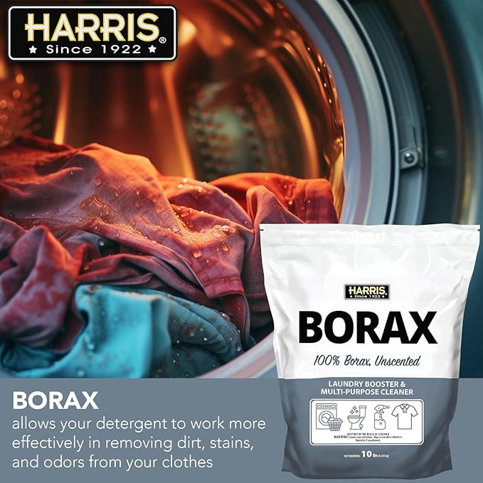 Harris Borax Powder Hard Water Laundry Booster and Multi-Purpose Cleaner, 10lb (Unscented)