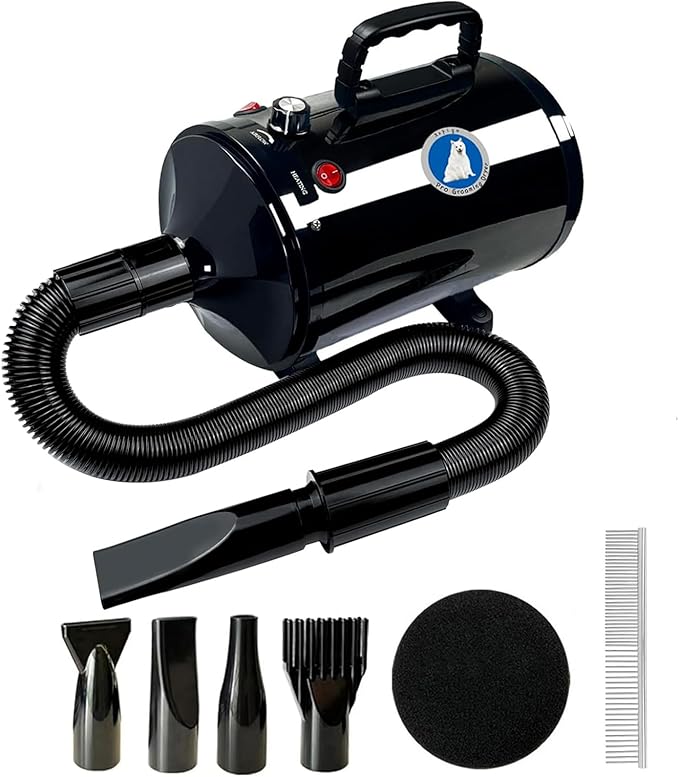 Dog Dryer,High Velocity Professional Dog Grooming Dryer,Adjustable Temperature and Speed with 4 Different Nozzles
