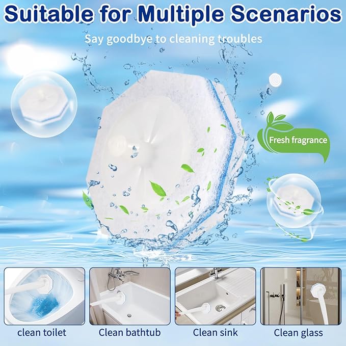 80 Count Disposable Toilet Wand Refills for Clorox Toilet Wand, Compatible with Most Toilet Wand Refill System, 5X Cleaning Power Scrubber Refill,360° Efficient Cleaning, No Falling Apart