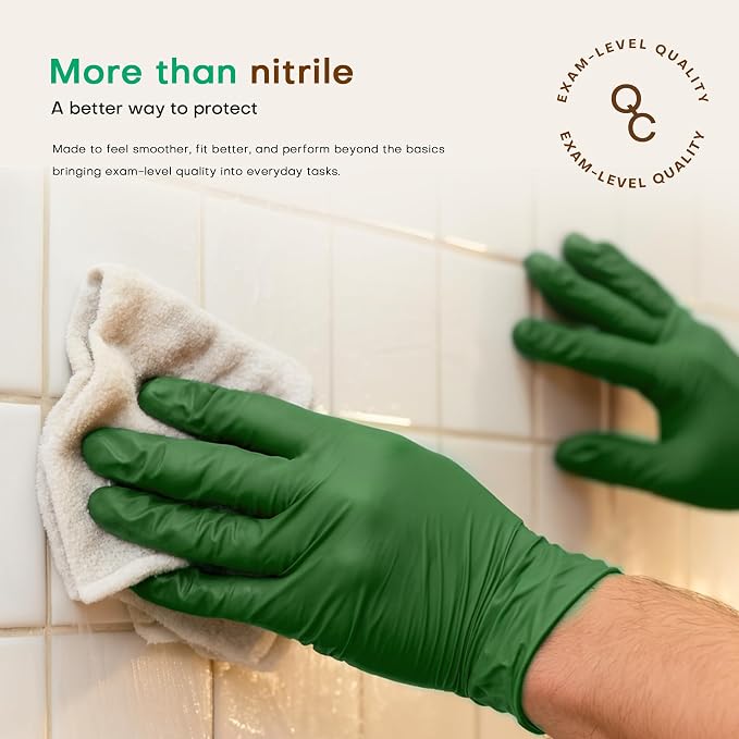 SUP Nitrile Exam Gloves, Powder-Free Latex-Free Food Non-Sterile Safe Cooking Cleaning Disposable Medical Glove, Green 1000Ct