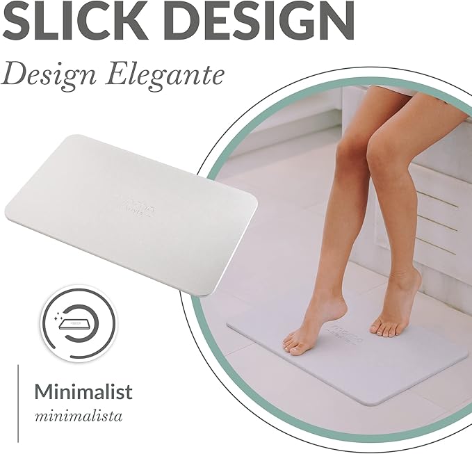 Momo Lifestyle Large Stone Bath Mat Drytomita – Quick Drying Diatomaceous Earth, Ultra Absorbent (Linen Grey, Grande 32" X 20")