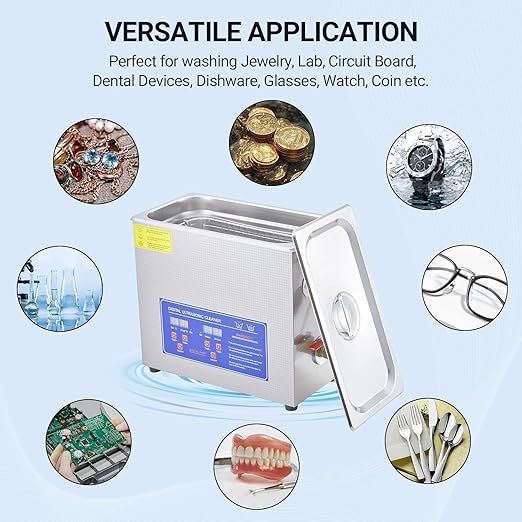 6.5L Digital Ultrasonic Cleaner with Heater，40kHz & 180W Cleaning System，Timer Control for Jewelry, Glasses, Watches
