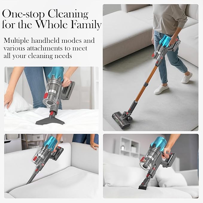 Cordless Vacuum Cleaner, Handheld Vacuum Cordless Rechargeable, Stick Vacuum Cordless for Hardwood Floors, Vacuum Cleaner Pet Hair, Upright Vacuum Cleaners, 600W 50Kpa, Portable Vacuum for Home