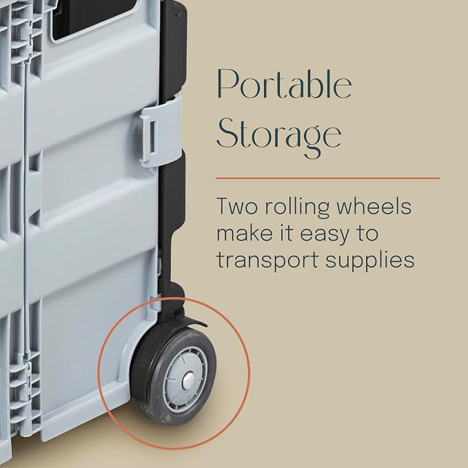 Mobile Folding Utility Cart with Canvas Storage Organizer Bag, Rolling Cart, Dark Grey/Grey