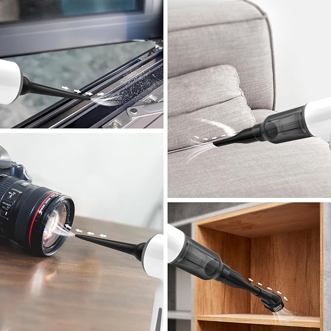 3-in-1 Handheld Vacuum 6500Pa | Vacuum+Blow+Inflate | 4 Nozzles | for Car/Keyboard/Pet Hair/Crevice | Type-C Fast Charge White