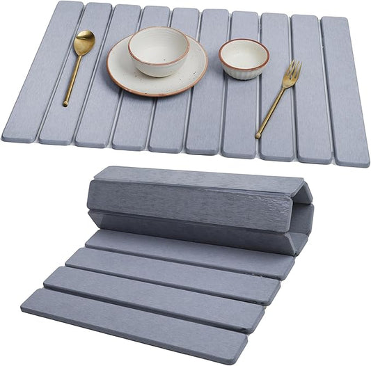 Kitchen Dish Drying Mat - Super Absorbent Microfiber Countertop Drainer Pad, Quick Dry Sink Mat for Dishes, Glassware & Utensils, Non-Slip Kitchen Counter Protector (Light Grey)