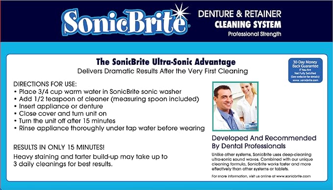 Denture/Retainer Cleaning Kit — Clean any Removable Dental Device with a Powerful Sonic Bath — Cleaner for Night & Mouth Guards, Aligners & More — Powerful Cleaning System