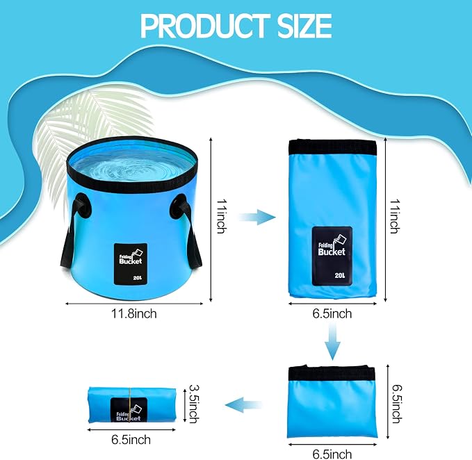 Tessco for you 3 Pcs 5 Gallon Bucket Collapsible Foldable Bucket with Handle for Beach Camping Fishing to Hold Water Folding Container Carry Bag Portable Fold up Lightweight