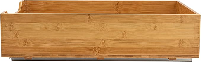 Household Essentials Glidez Bamboo and Steel Pull-Out/Slide-Out Storage Organizer for Under Cabinet Use - 1-Tier Design - Fits Standard Size Cabinet or Shelf, Natural