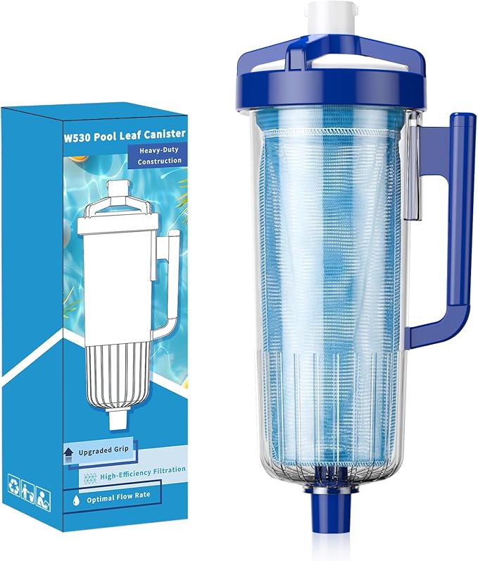 Upgraded Grip W530 Large Capacity Leaf Canister with Mesh Bag, Pool Vacuum Leaf Canister Compatible with Hayward Pool and Spa Cleaners Replacement for W530 Series Heavy Duty Inline Leaf Catcher
