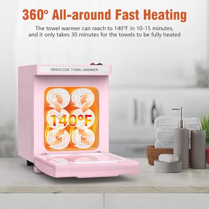 Hot Towel Warmer for Spa, Small Towel Warmer for Esthetician, Mini Towel Warmer for Facial Salon Beauty, Professional Towel Heater Towel Warmer Cabinet(5.5L-Pink)