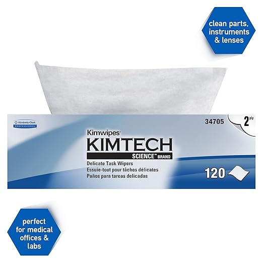 Kimtech 34705 Kimwipes Delicate Task Wipers, 2-Ply, 11 4/5 x 11 4/5, 120 per Box (Case of 15 Boxes),White