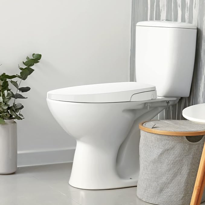 Garvee Non-Electric Bidet Toilet Seat for Elongated Toilets – Dual Nozzle System, Manual Control, Cold Water Bidet Attachment, Easy to Install, White